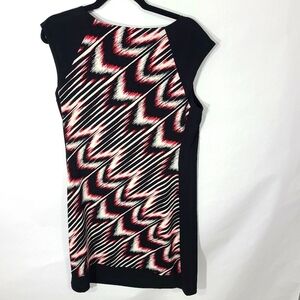London Style Collection Women's Size 14 Dress White Red Black Striped Sleeveless